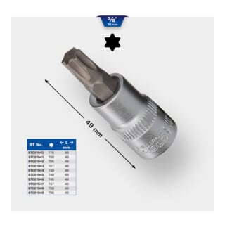 Brilliant Tools 3/8 pouce TX bit socket