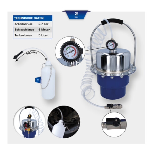 Brilliant Tools Druckluft-Bremsentlüftungsgerät mit Auffangflasche
