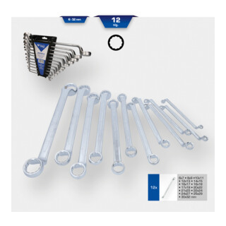 Brilliant Tools Dubbele ringsleutelset, gebogen, 12-dlg