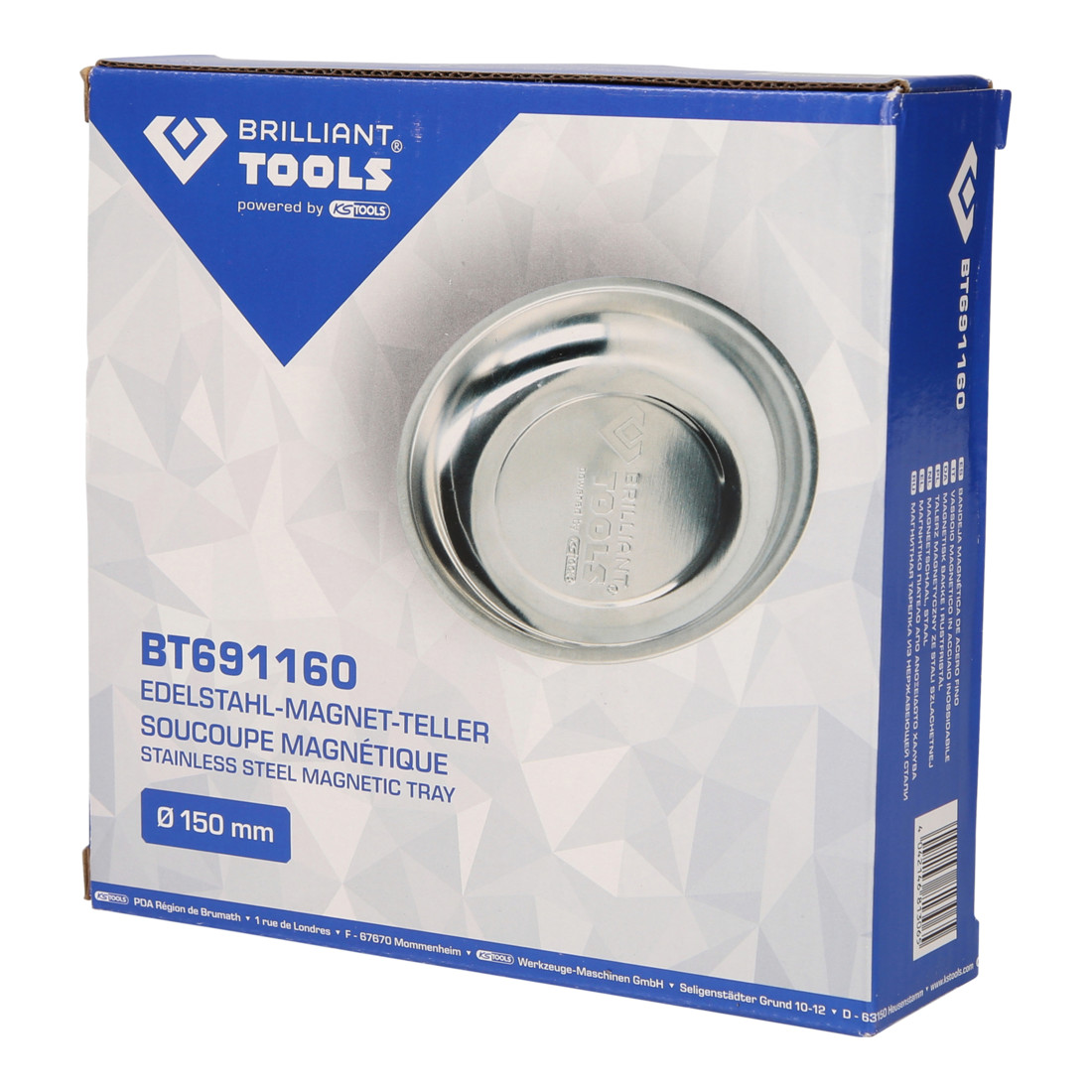 Brilliant Tools Edelstahl-Magnet-Teller, Durchmesser 15 cm