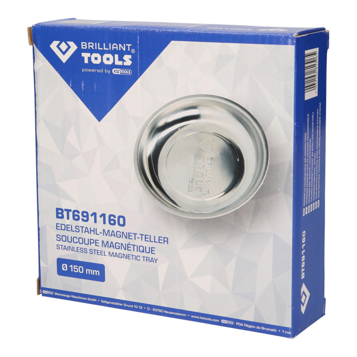 Brilliant Tools Edelstahl-Magnet-Teller, Durchmesser 15 cm