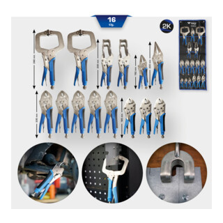 Brilliant Tools Fixeertangen / griptangenset, 16-dlg