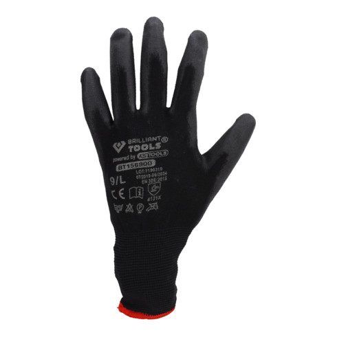 Brilliant Tools 12 paires de gants noirs en tricot micro-fin
