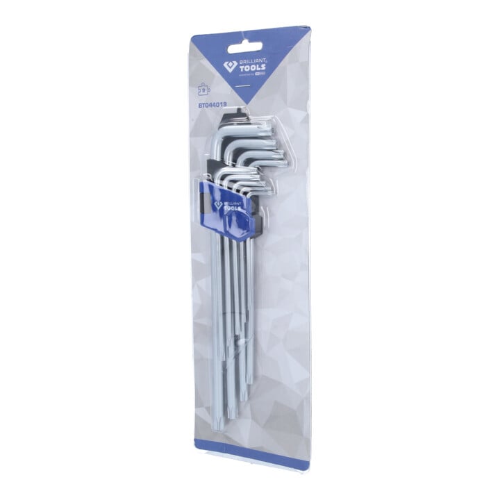 Brilliant Tools Haakse stiftsleutelset, 9-dlg, TX-profiel, lang