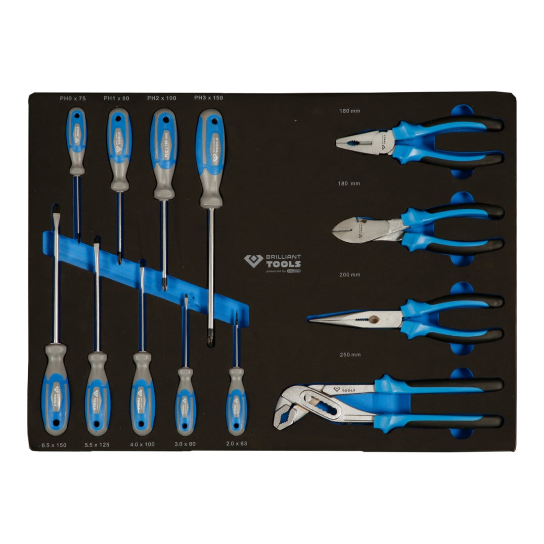 Brilliant Tools Insert en mousse avec 13 tournevis et pinces