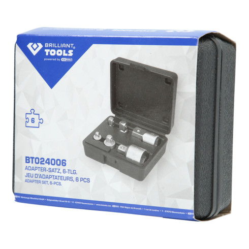 Brilliant Tools Jeu d’adaptateurs, 6 pcs, 1/4" + 3/8" + 1/2" + 3/4"