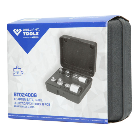 Brilliant Tools Jeu d’adaptateurs, 6 pcs, 1/4" + 3/8" + 1/2" + 3/4"