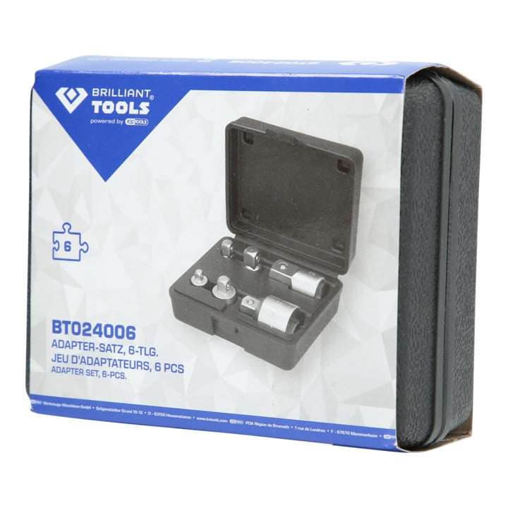 Brilliant Tools Jeu d’adaptateurs, 6 pcs, 1/4" + 3/8" + 1/2" + 3/4"