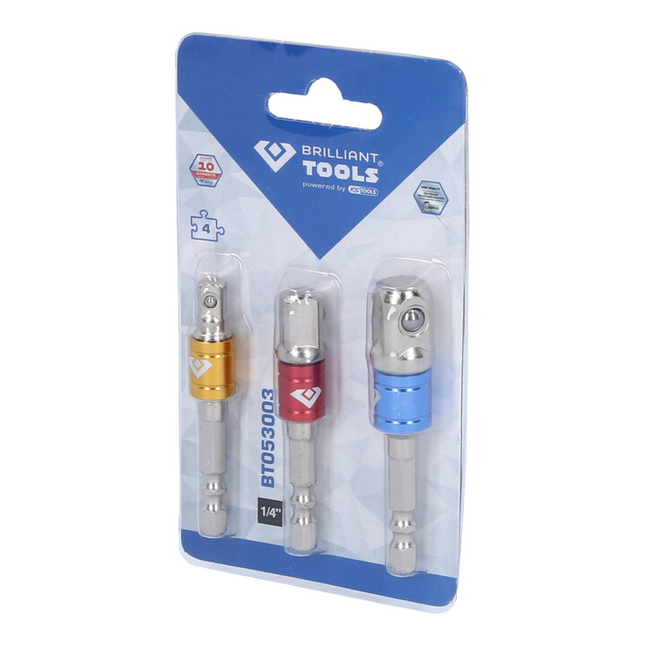 Brilliant Tools Jeu d’adaptateurs carré 1/4" + 3/8" + 1/2", 3 pcs