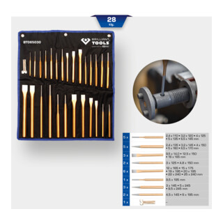Brilliant Tools Jeu de burins et de chasses, 28 pcs