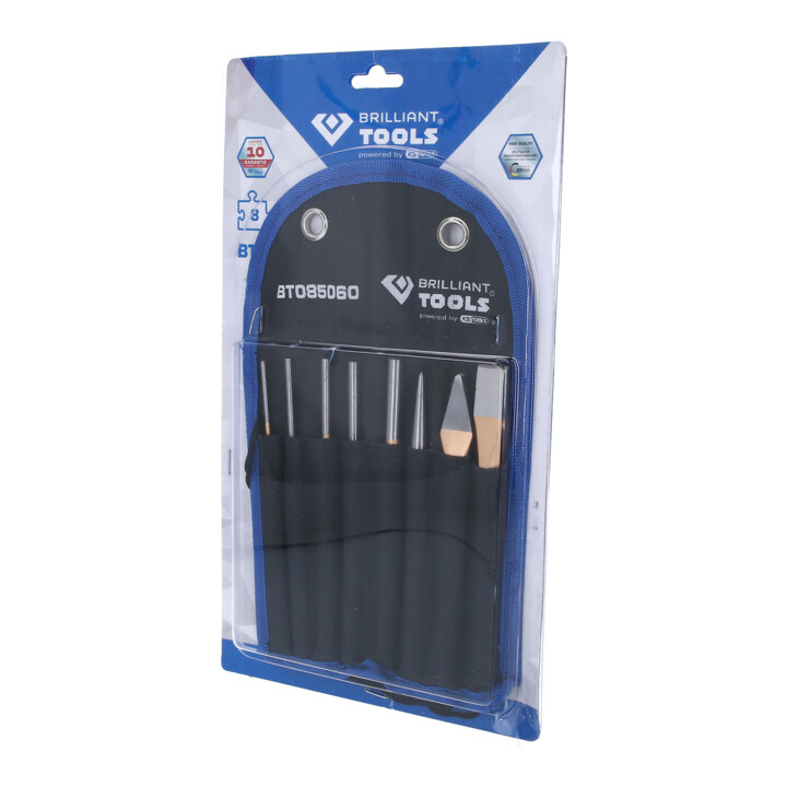 Brilliant Tools Jeu de burins et de chasses, 8 pcs