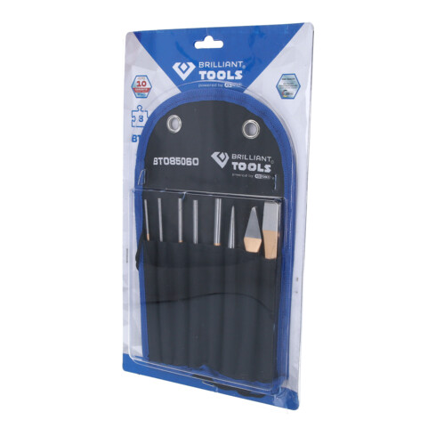 Brilliant Tools Jeu de burins et de chasses, 8 pcs