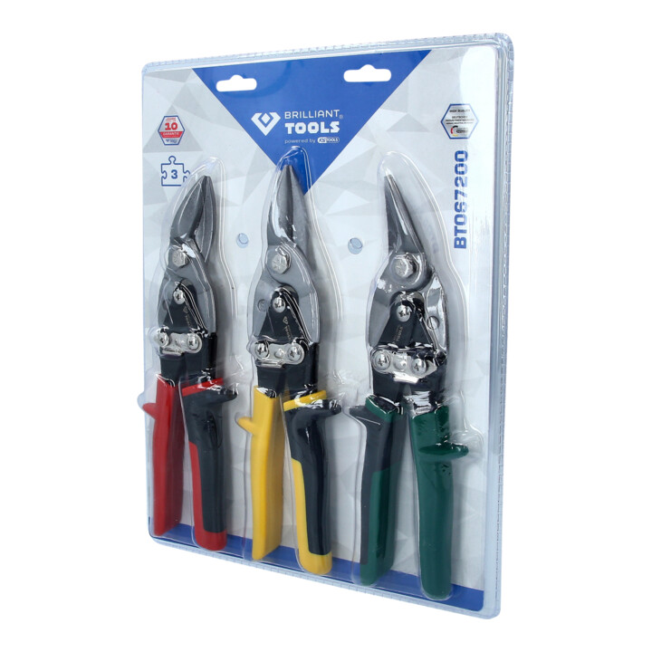 Brilliant Tools Jeu de cisailles à tôle, 3 pcs