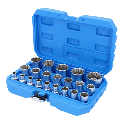 Brilliant Tools Jeu de clés à douille 1/2", 12 pans, court, 21 pièces, 8 - 36 mm