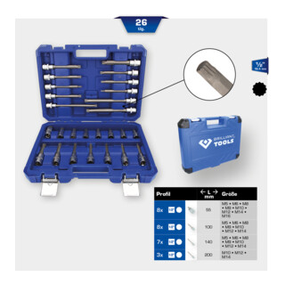 Brilliant Tools Jeu de clés à douille 1/2", 26 pcs, profil à denture multiple, XZN