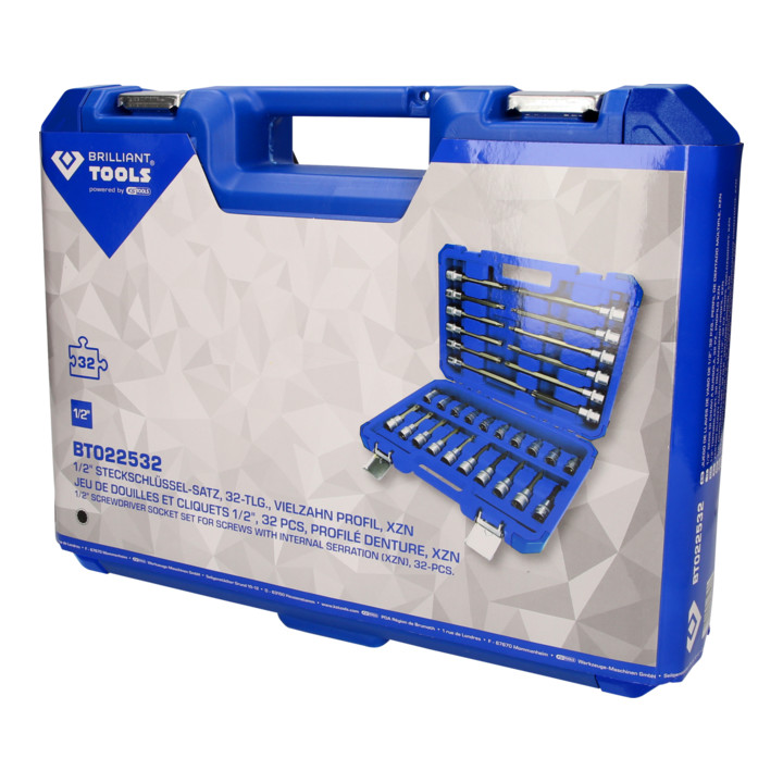 Brilliant Tools Jeu de clés à douille 1/2", 32 pcs, profil TX