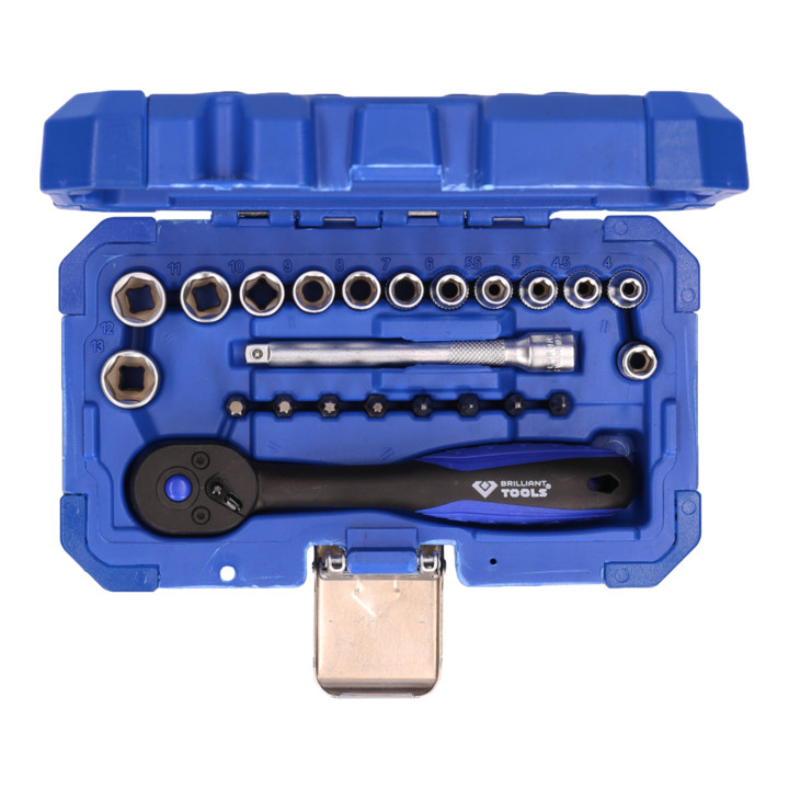 Brilliant Tools Jeu de clés à douille 1/4", 23 pcs