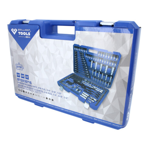 Brilliant Tools Jeu de clés à douille, 216 pcs, 1/4", 3/8", 1/2"