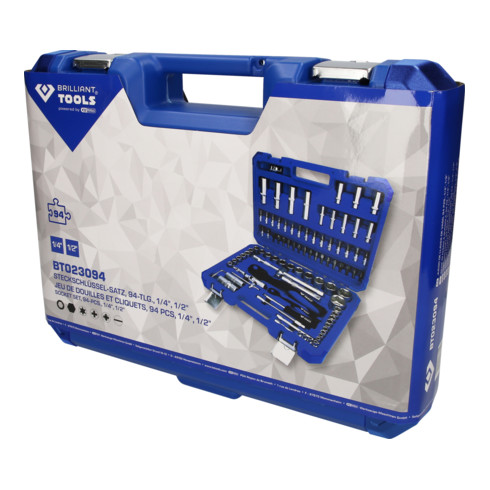 Brilliant Tools Jeu de clés à douille, 94 pcs, 1/4 pouce, 1/2 pouce