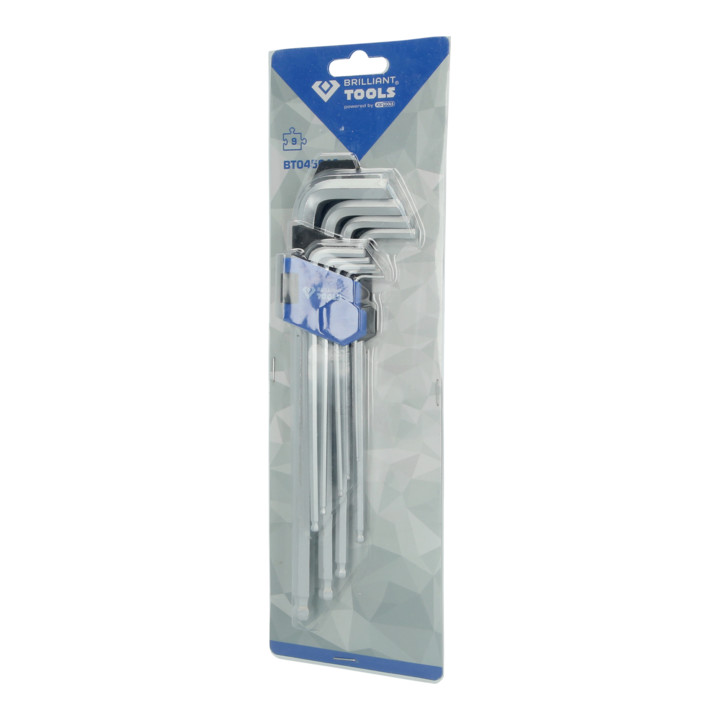 Brilliant Tools Jeu de clés à ergot, 9 pcs, profil hexagonal long
