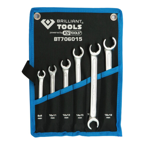 Brilliant Tools Jeu de clés à tuyauter, 6 pcs, 8 - 19 mm