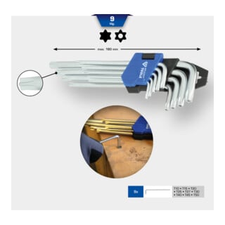 Brilliant Tools Jeu de clés mâles coudées, 9 pcs, profil TX, courtes