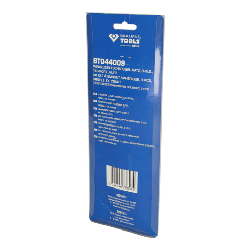 Brilliant Tools Jeu de clés mâles coudées, 9 pcs, profil TX, courtes