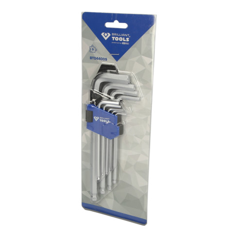 Brilliant Tools Jeu de clés mâles coudées, 9 pcs, profil TX, courtes