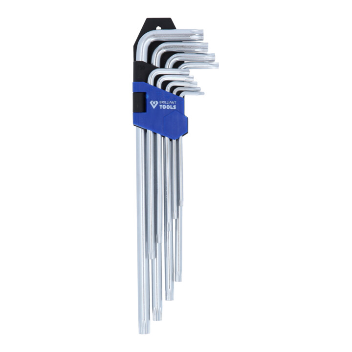 Brilliant Tools Jeu de clés mâles coudées, 9 pcs, profil TX, longues