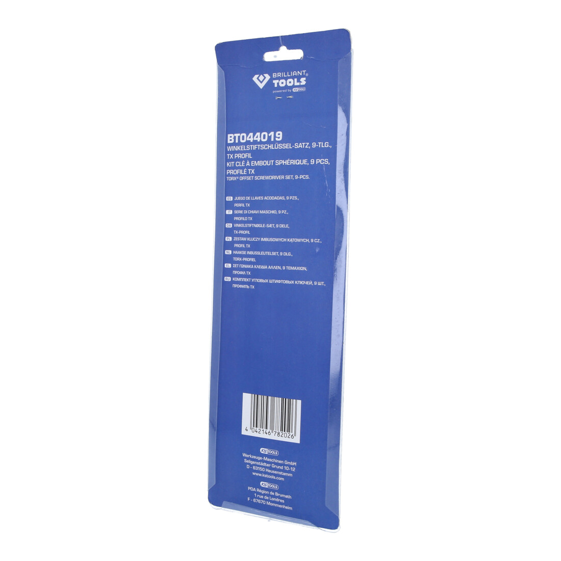 Brilliant Tools Jeu de clés mâles coudées, 9 pcs, profil TX, longues