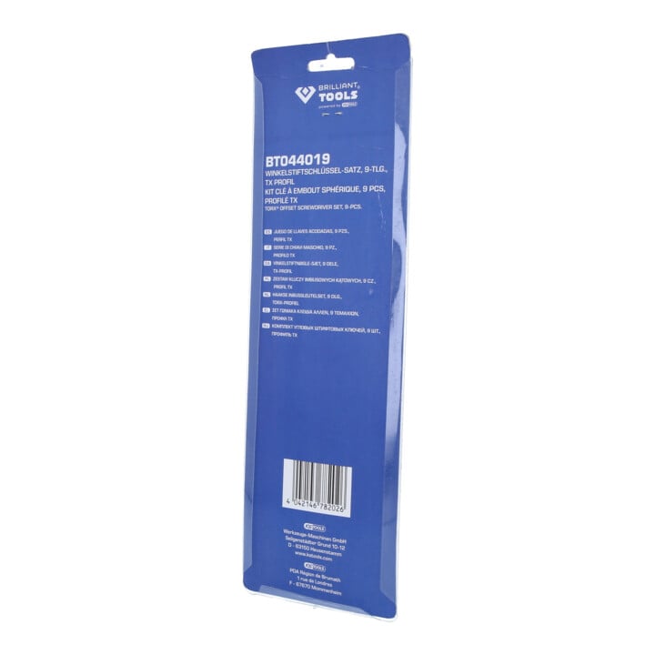 Brilliant Tools Jeu de clés mâles coudées, 9 pcs, profil TX, longues