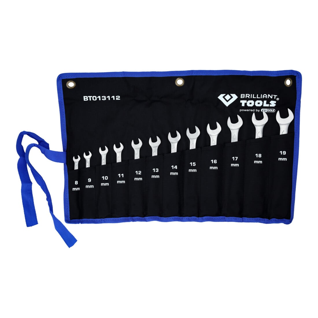 Brilliant Tools Jeu de clés polygonales à cliquet, 12 pcs, 8 - 19 mm