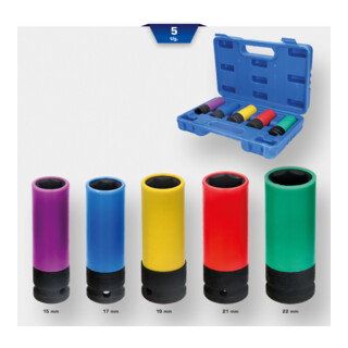 Brilliant Tools Jeu de douilles à chocs 1/2" pour jantes aluminium, 5 pcs