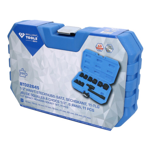 Brilliant Tools Jeu de douilles hexagonales 1/2", 11 pièces, courtes