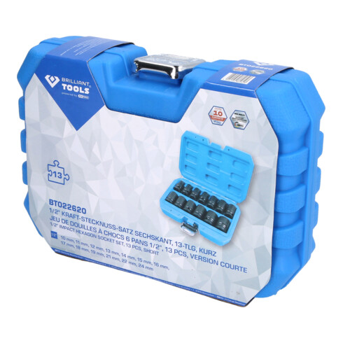 Brilliant Tools Set de douilles hexagonales courtes 1/2", 13 pièces