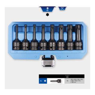 Brilliant Tools Jeu de douilles à embouts Kraft 1/2", TX, 8 pcs, T30 - T80