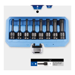 Brilliant Tools Jeu de douilles à embouts XZN 1/2", 8 pcs, M5 - M18