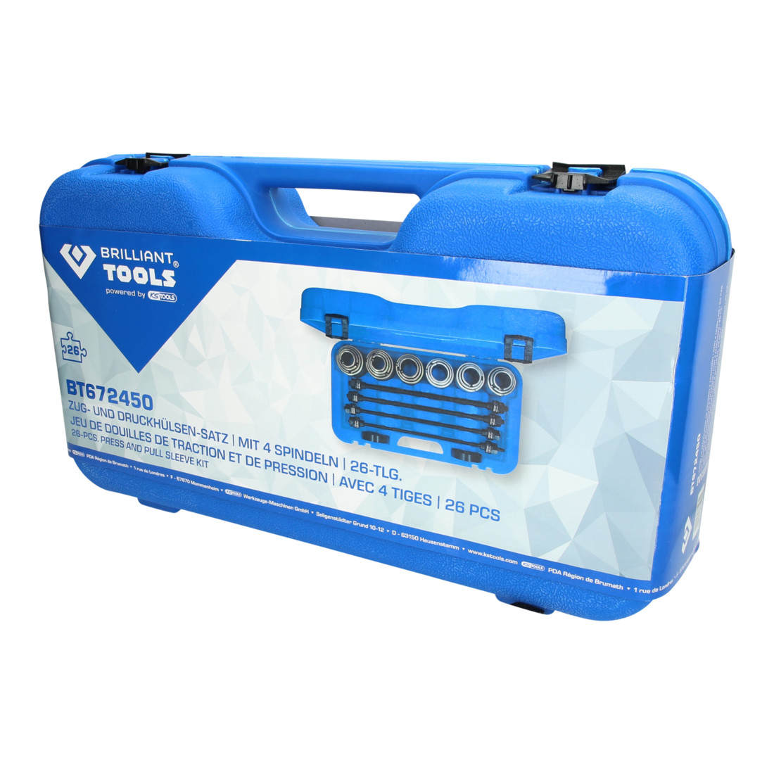 Brilliant Tools Jeu de douilles d'extraction et de fixation, avec 4 tiges, 26 pcs
