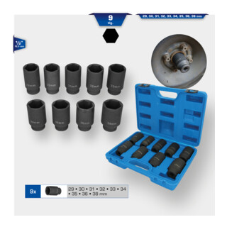 Brilliant Tools Jeu de douilles pour cardans, 9 pcs