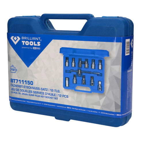 Brilliant Tools Jeu de douilles pour vidange d’huile, 12 pcs