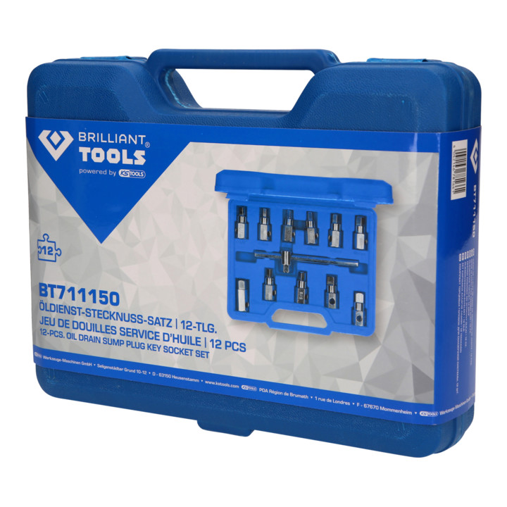 Brilliant Tools Jeu de douilles pour vidange d’huile, 12 pcs