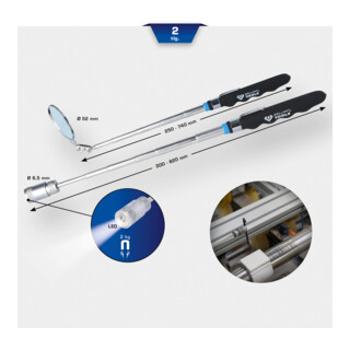 Brilliant Tools Jeu de miroirs télescopiques et d’aimants, 2 pcs