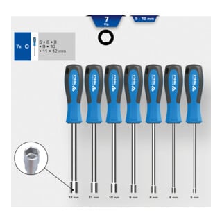 Brilliant Tools Jeu de tournevis à douilles, 7 pcs, 5 - 12 mm