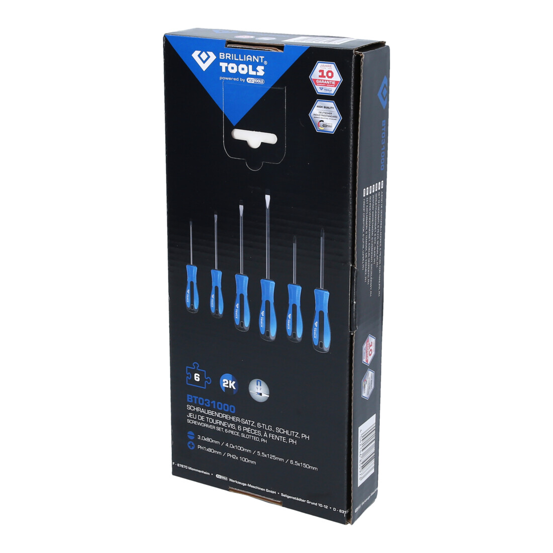 Brilliant Tools Jeu de tournevis, fente, Ph, 6 pcs