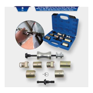 Brilliant Tools Jeu d'extracteurs bras d’essuie-glace, 8 pcs, pour Alfa roméo, BMW, Citroën, Fiat, Ford, Honda, Jaguar, Mazda, MG-Rover, Mitsubishi, Opel, Peugeot, Renault, Saab, Seat, Skoda, VAG, Mercedes Benz, Land Rover, Hyundai