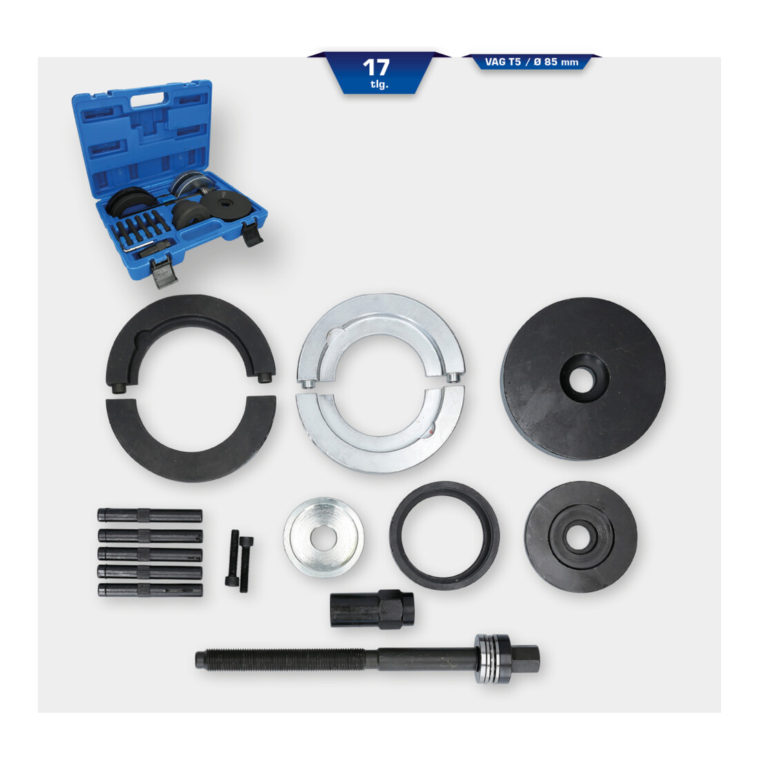 Brilliant Tools Jeu d’outils pour roulements de roues, pour VAG, coquille 85 mm, 17 pcs