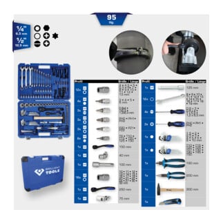 Brilliant Tools Jeu d’outils universels 1/4" + 1/2", 95 pièces