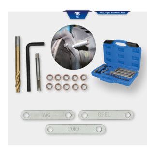 Brilliant Tools Kit de réparation pour filetage de frein, M9 x 1, 25, 16 pcs