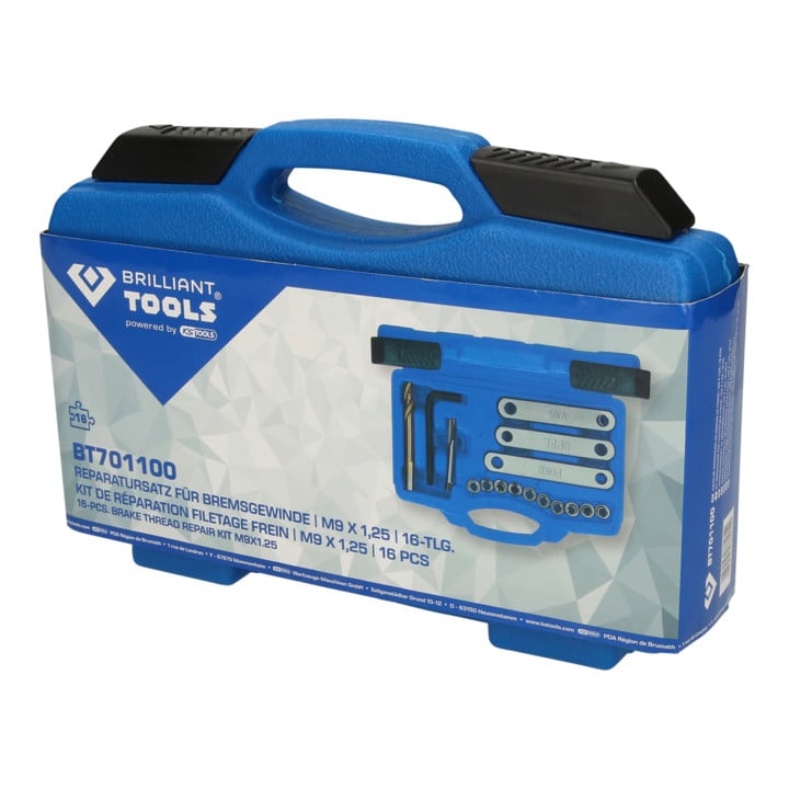 Brilliant Tools Kit de réparation pour filetage de frein, M9 x 1, 25, 16 pcs