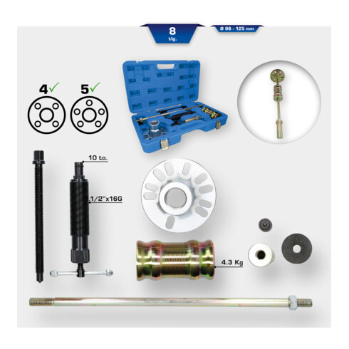 Brilliant Tools Kit d’extracteur de moyeux hydraulique, 8 pcs
